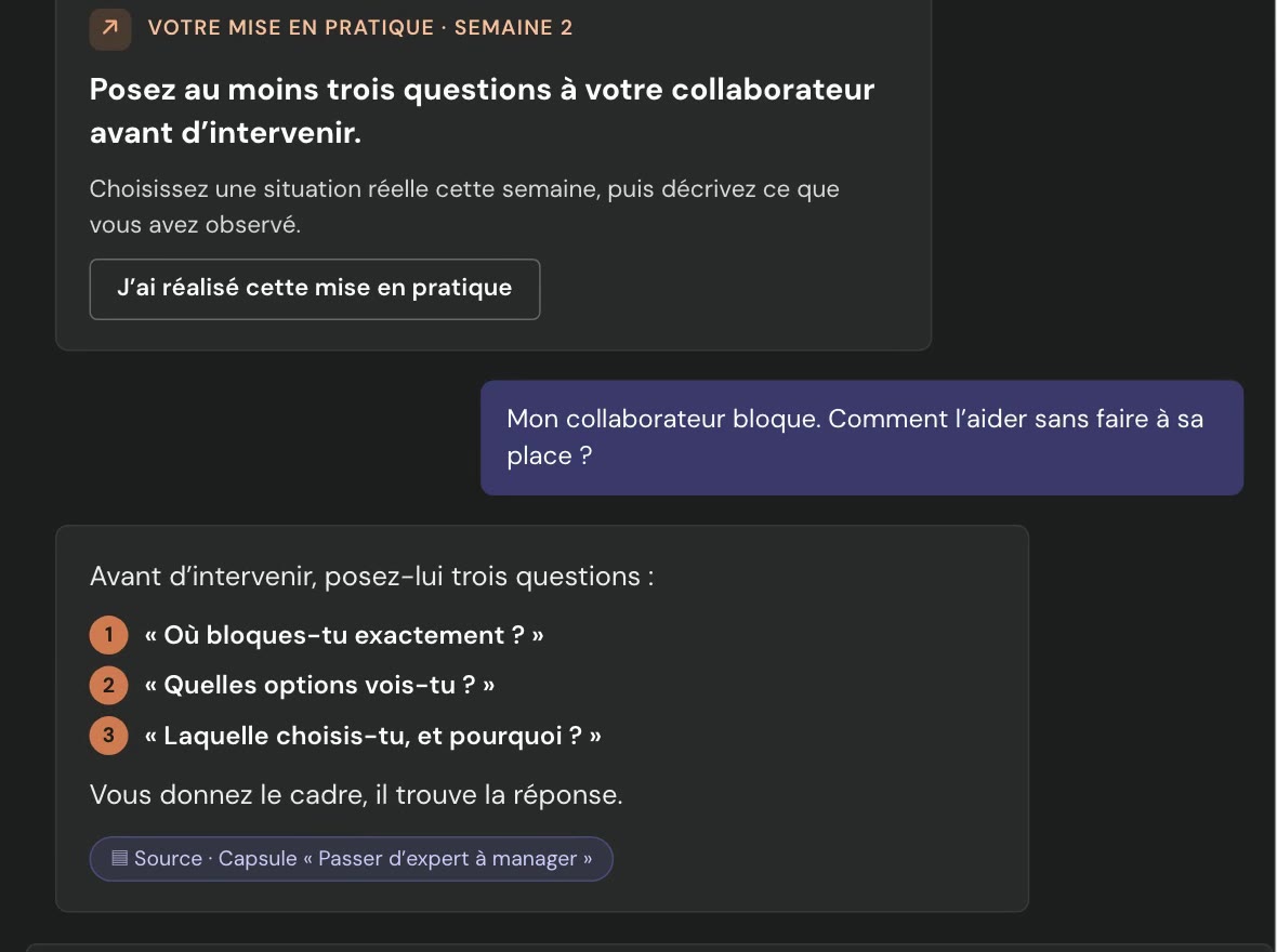 Un échange avec l'assistant IA dans Teams